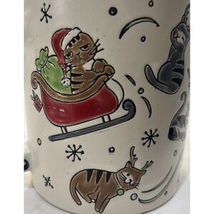 Spectrum Designz Sled Cat Mug Christmas Coffee Cup Santa Kitten Reindeer‎ 21oz